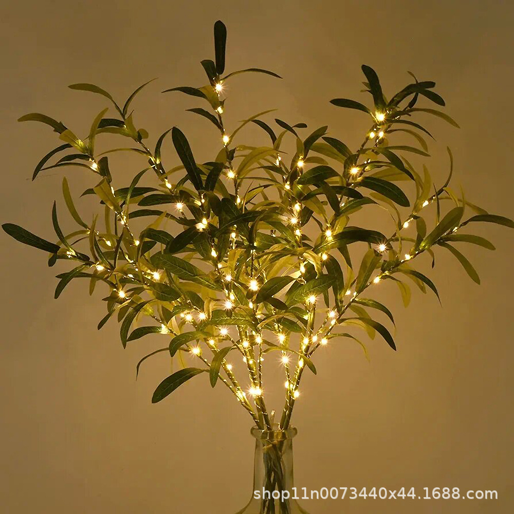 ins风热卖仿真橄榄叶   酒店婚庆家居装饰仿真植物叶子绿色橄榄叶详情8