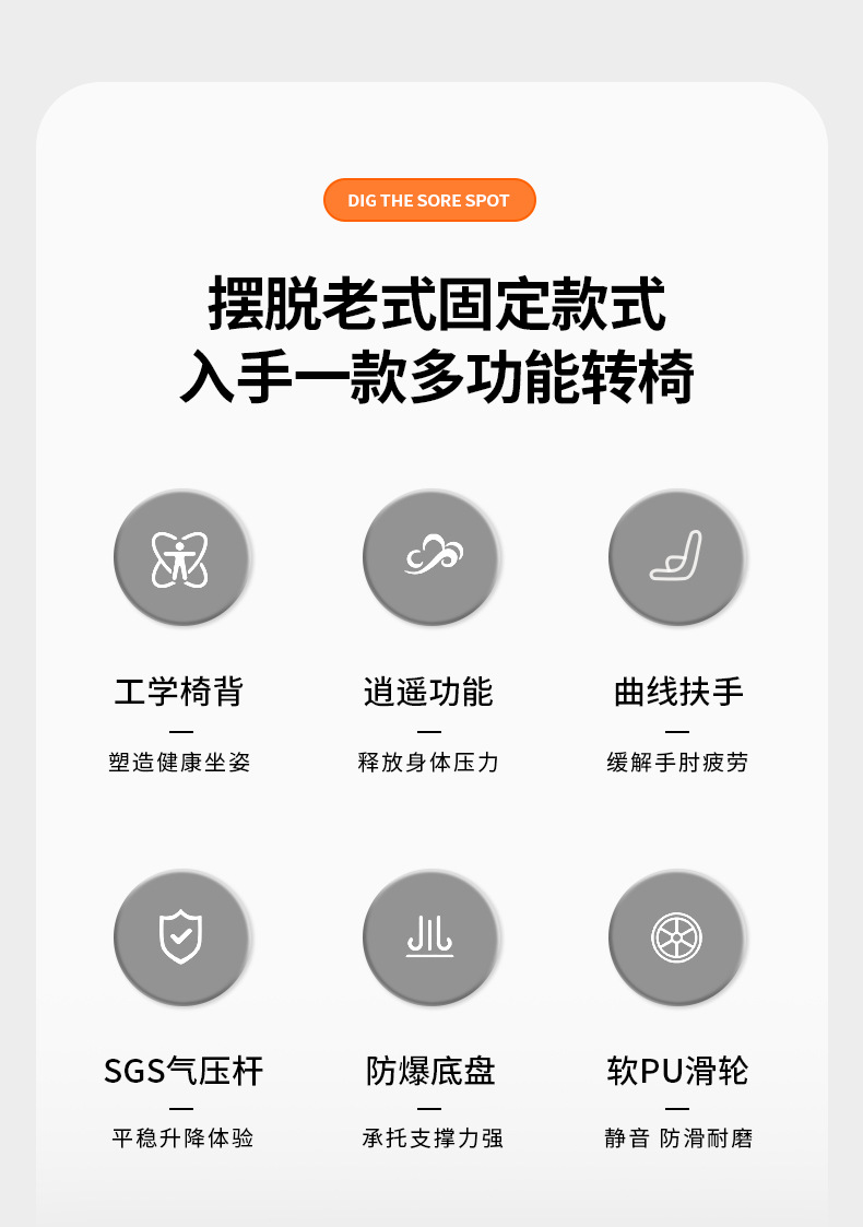 员工办公室椅子舒服久坐人体工学椅家用卧室书桌椅旋转电脑椅批发详情3