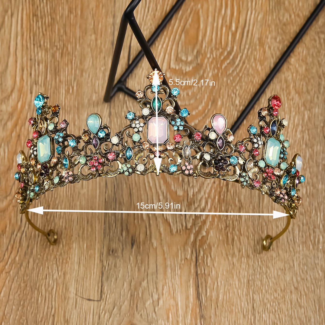 新款欧美满钻超闪银色半圆皇冠新娘结婚头饰摄影跟妆盘发造型复古详情20