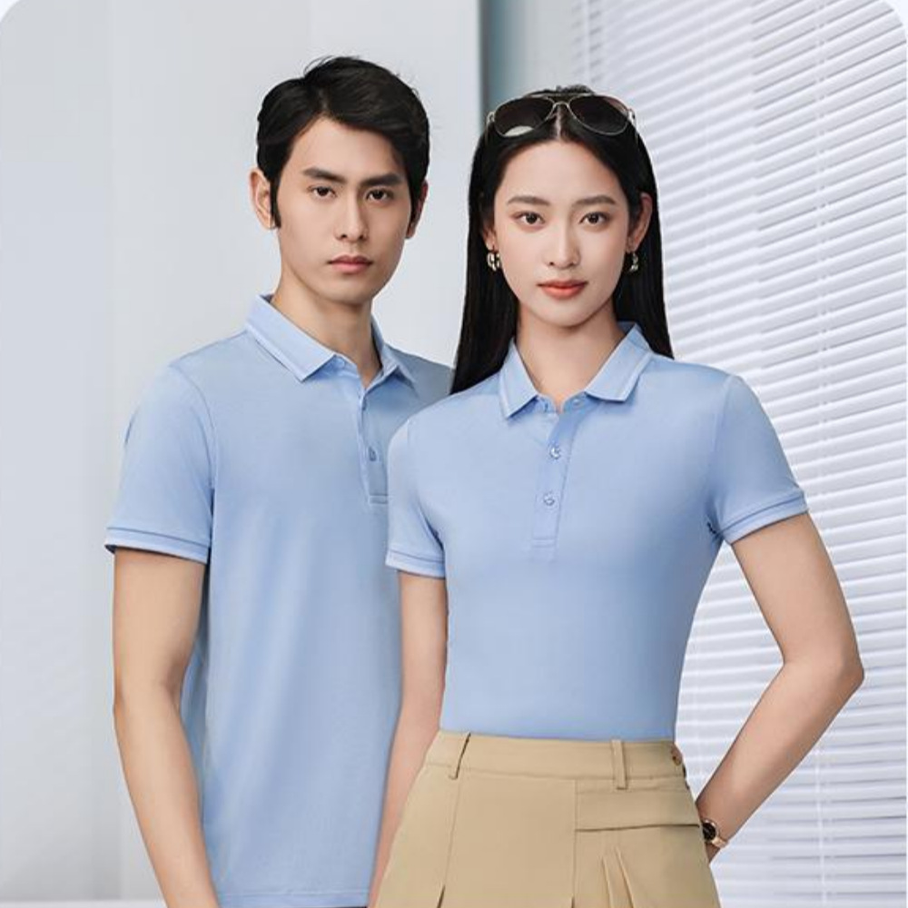 跨境外贸翻领修身透气高回弹polo衫男款商务休闲loog印字刺绣定制详情18