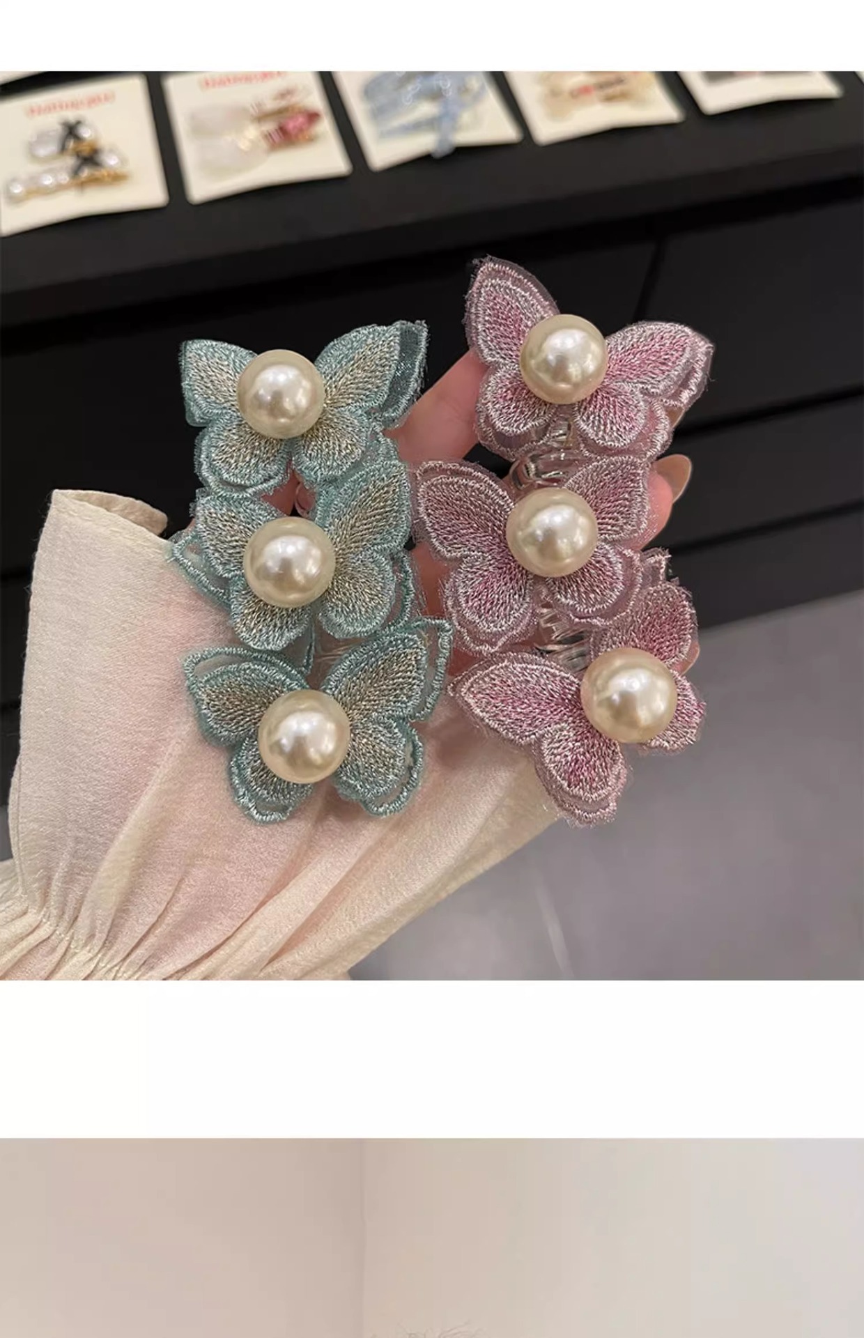Forest-style butterfly bubble braid hair tie for women 2024, a new high-end French telephone line hair band and ponytail braiding tool pic 7