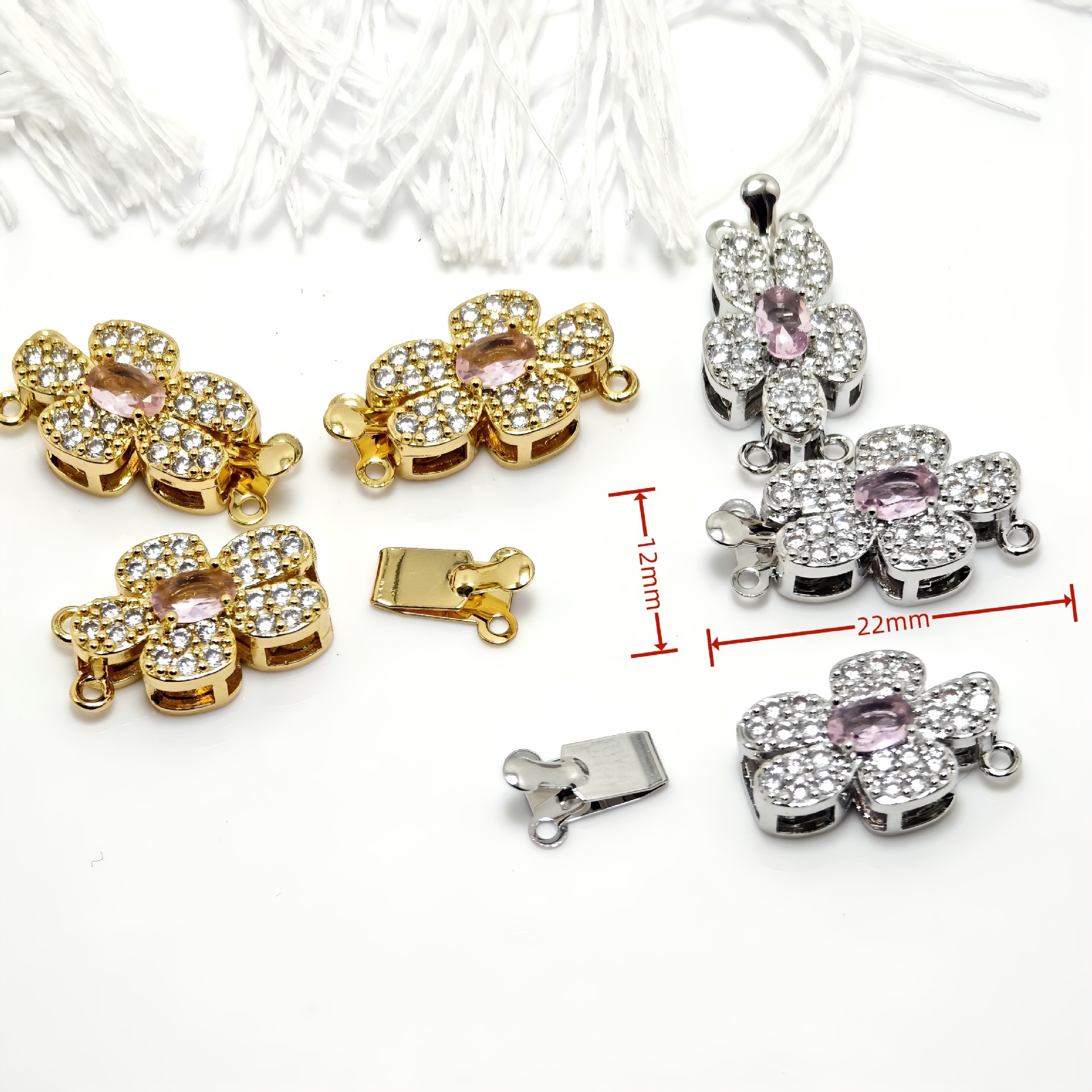 High color retention, real gold plating, double hanging, zirconium pearl buckle, pin, buckle necklace, connecting buckle head, DIY jewelry bracelet pic 5