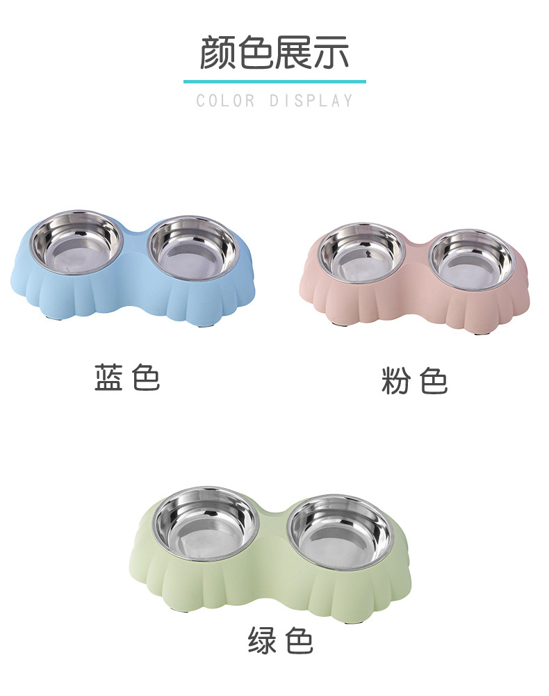 Flower stainless steel pet double bowl, pet stainless steel dog bowl, pet cat and dog basin pic 8