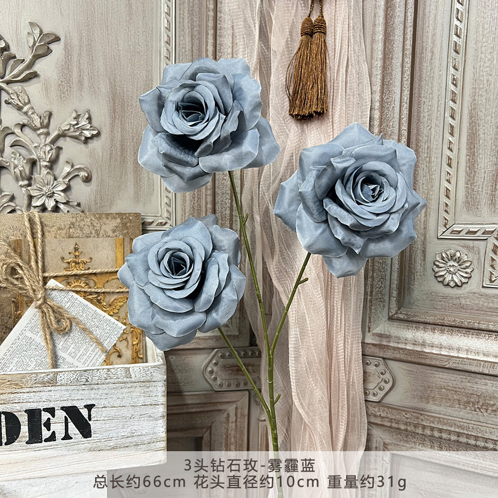 3头钻石玫瑰仿真假花束成品人造绢花婚庆地排用花塑料花婚礼布置详情21