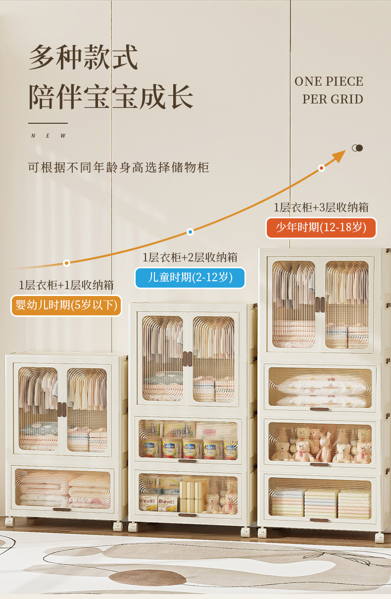 简易衣柜免安装收纳柜儿童衣柜家用客厅卧室多功能防尘衣服储物柜详情6