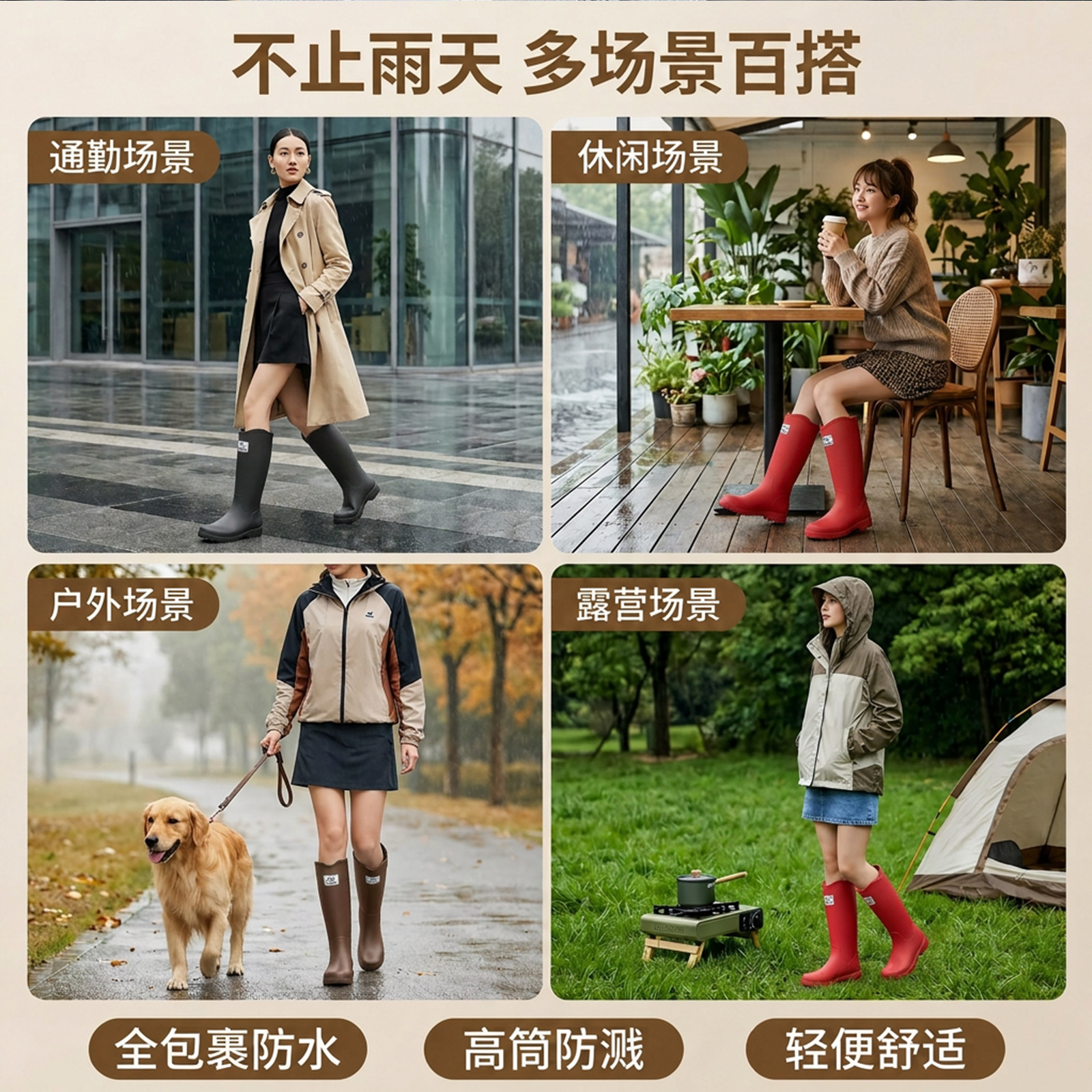 韩版雨鞋男女同款时尚外穿防滑水鞋耐磨软底成人保暖高筒雨靴详情13