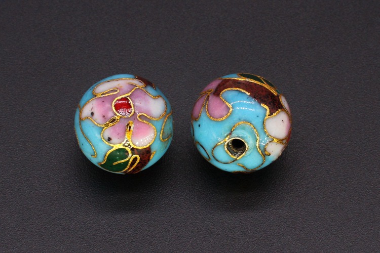Traditional copper-based cloisonne enamel jewelry, prayer beads, chain accessories, Jingtai blue polished 12#, 14#, 16# round beads pic 19