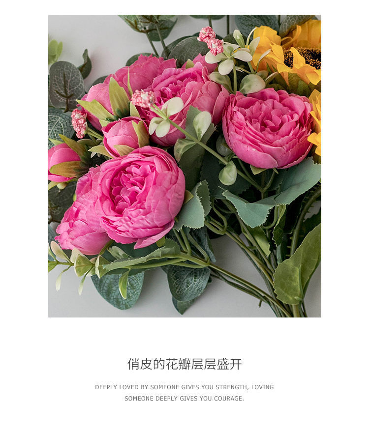 向日葵假花花摆设客厅餐桌面花艺装饰摆件卧室干花束绢花详情8