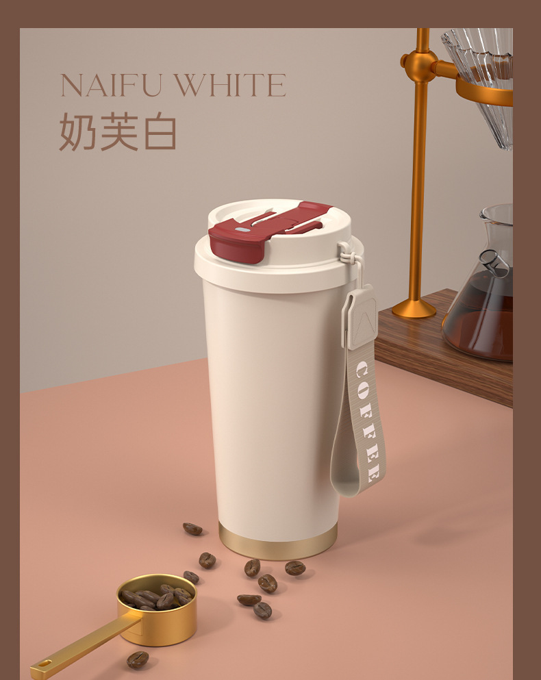The new Lily of the Bell high appearance level insulated cup, seamless inner liner, double-drinking coffee cup, 316 stainless steel ceramic inner liner, water cup pic 8