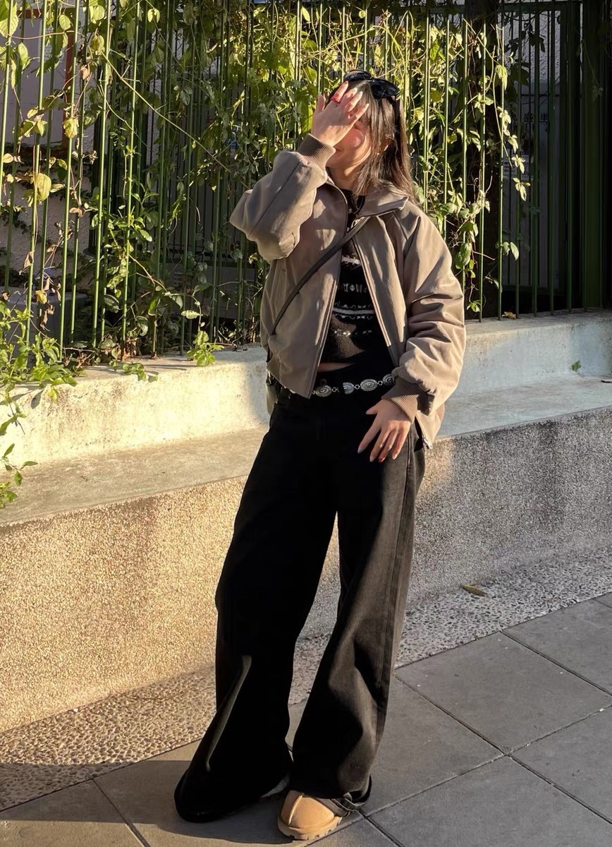 New simple and casual style, versatile wide-waist, slimming black loose wide-leg jeans for women 3048 pic 31