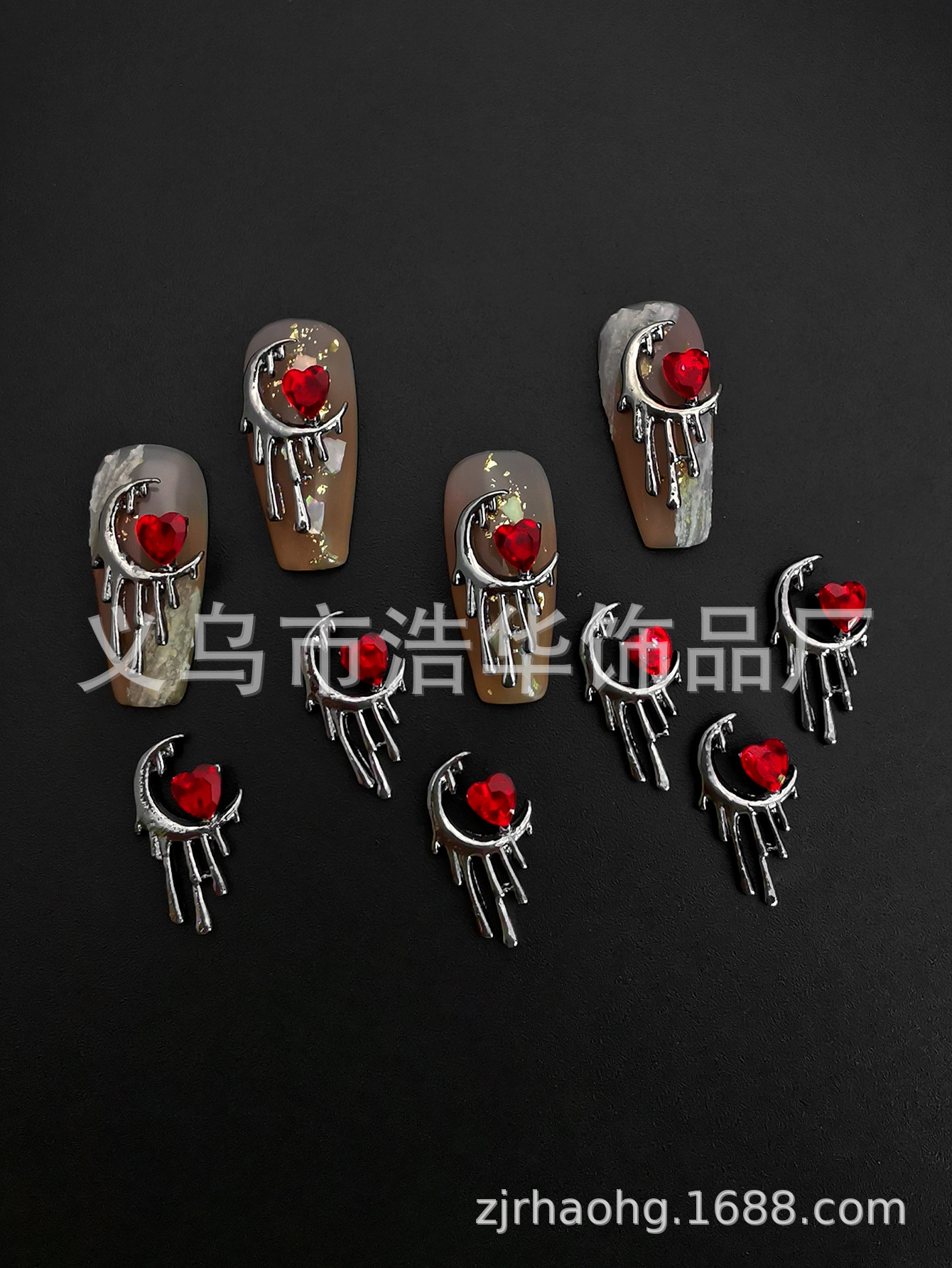 Punk-style Halloween cross alloy nail accessories, star moon heart-shaped nail accessories, nail drill wholesale pic 12