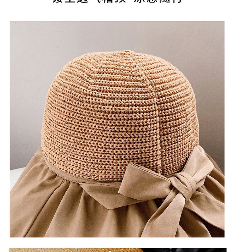 成人款可折叠黑胶渔夫帽 遮脸防晒大檐帽子 防紫外线太阳帽 女士蝴蝶结装饰遮阳帽详情13