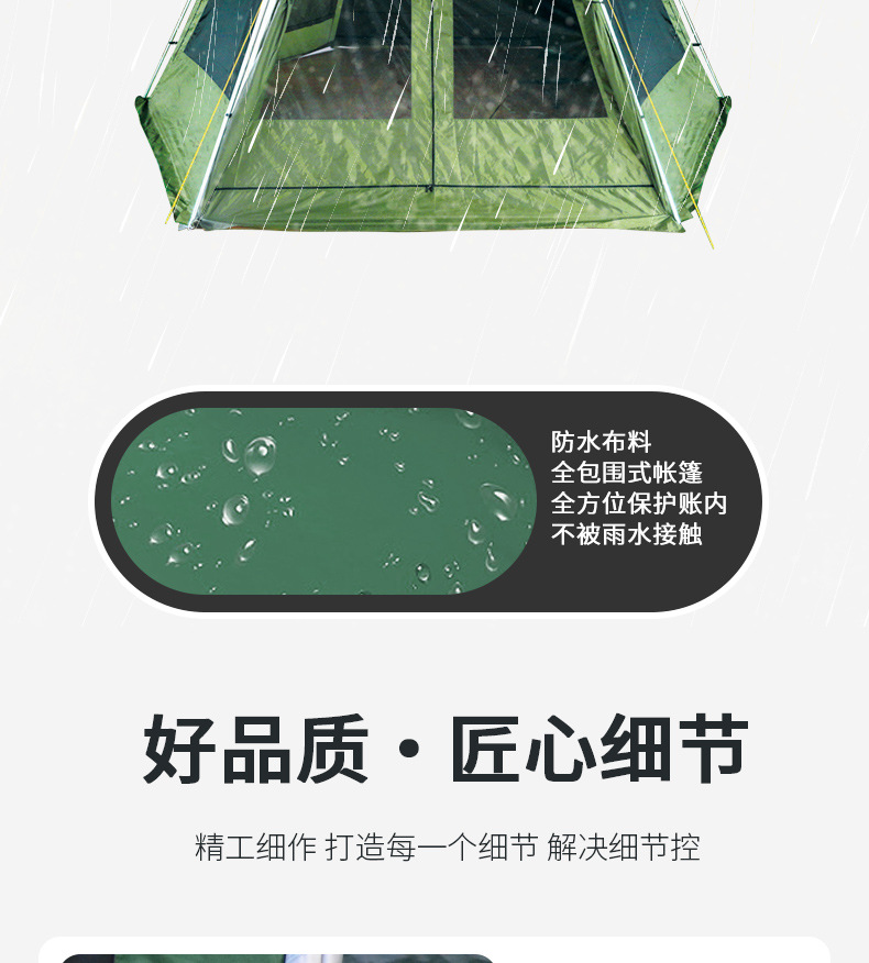 全自动速开六角帐篷防雨防晒大空间遮阳凉蓬户外野营加厚露营装备详情11