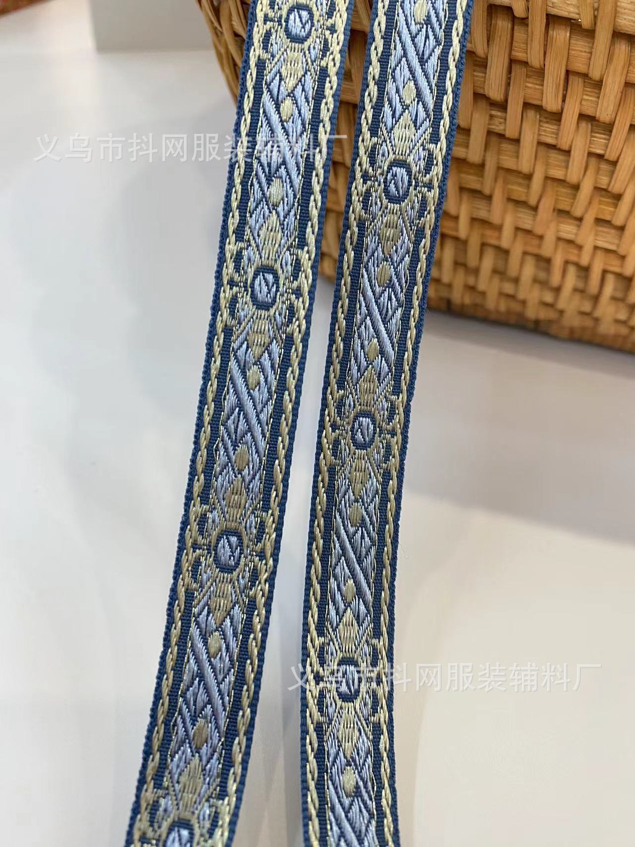 1.5cm handmade DIY bow, ethnic style jacquard embroidery, ribbon, hair accessory, headwear, edge strap, gift box, packaging strap pic 7