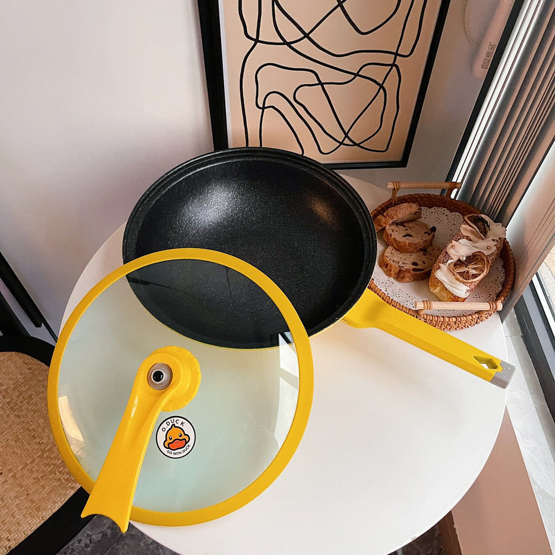 Premium yellow duck wok, non-stick wok gift cookware, tourmaline non-stick wok, Douyin and Xiaohongshu bestseller pic 13