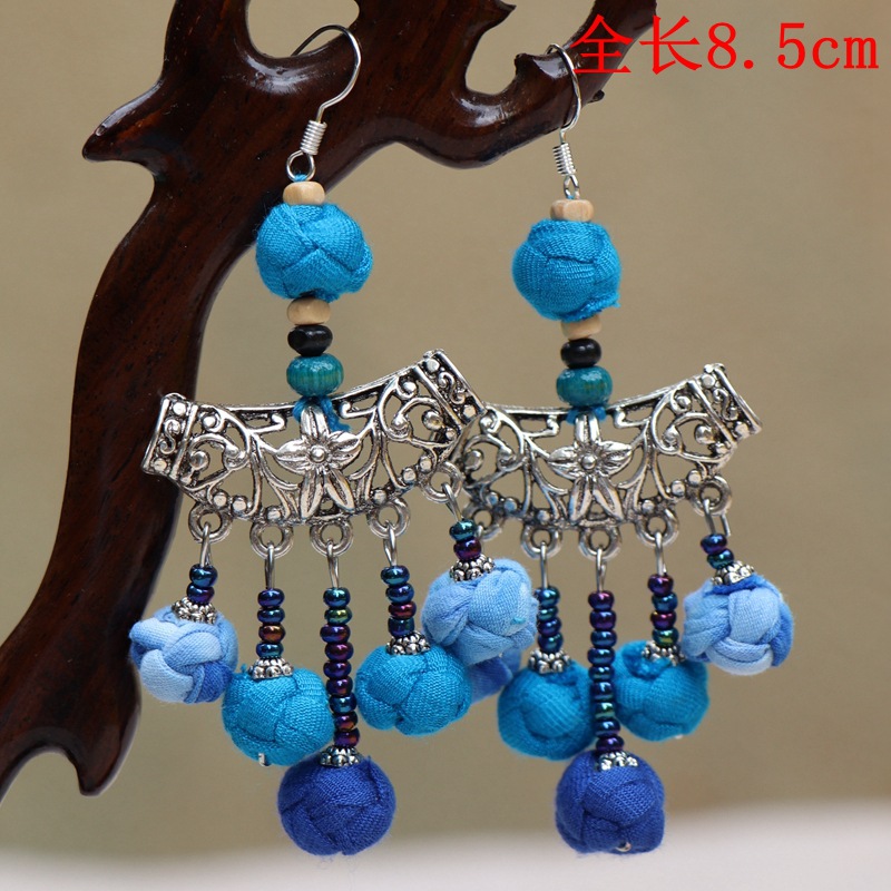 民族特色布艺扎染耳环时尚民族风女大理丽江舞台舞蹈饰品配饰批发详情10