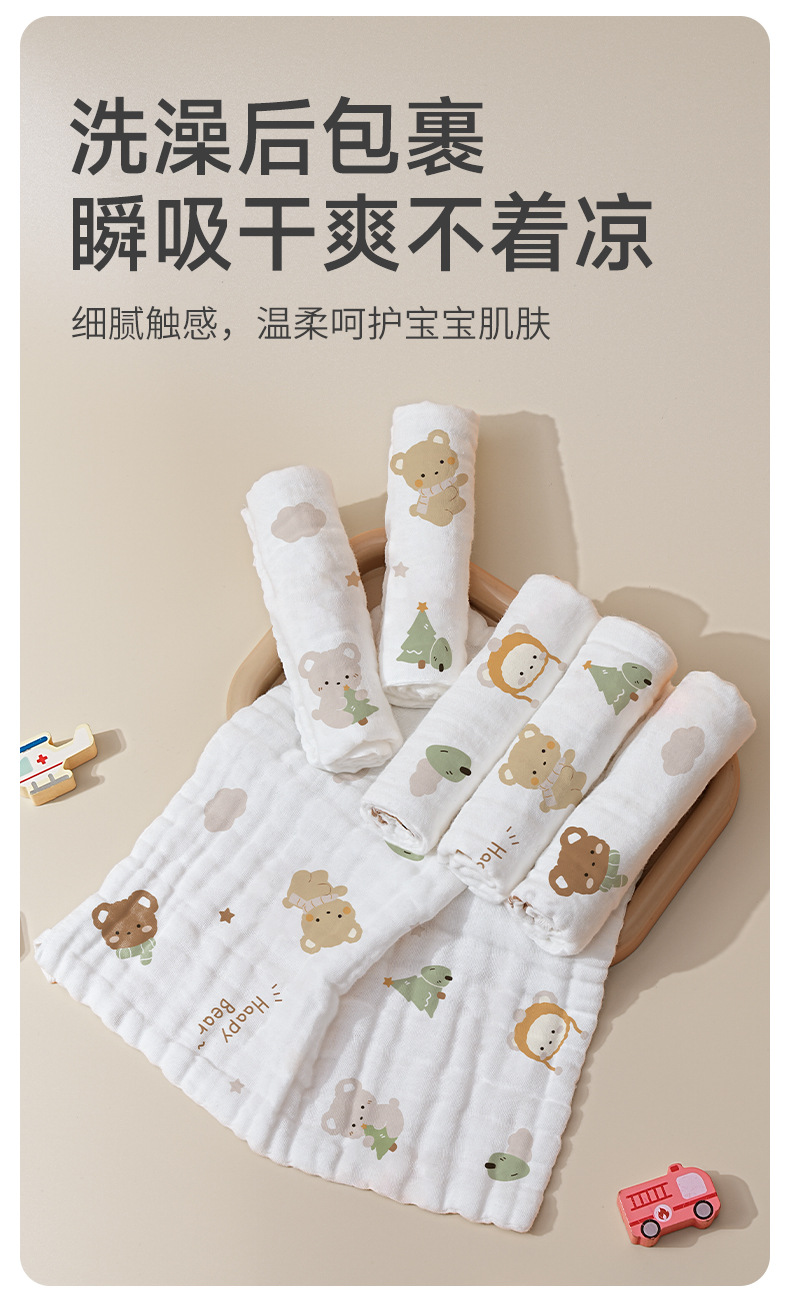 纯棉纱布小方巾新生婴儿全棉a类小毛巾宝宝专用超软口水巾洗脸巾详情6
