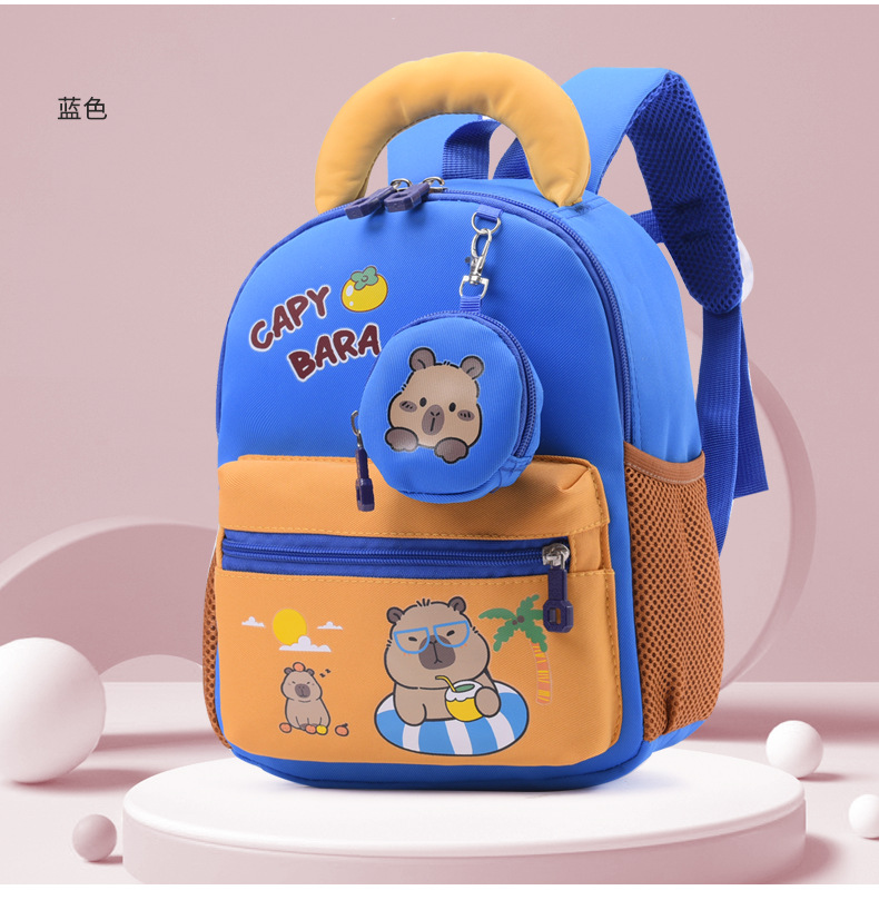 书包幼儿园男女童新款外贸卡皮巴拉书包轻便大容量休闲水豚双肩包详情12