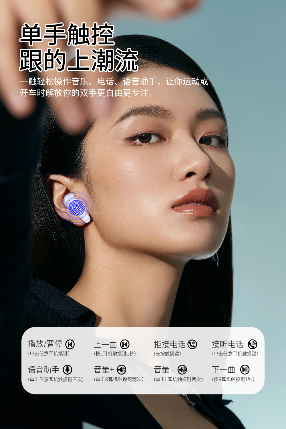 跨境ENC双麦通话降噪蓝牙耳机无感佩戴触控小巧便携口袋无线耳机详情9