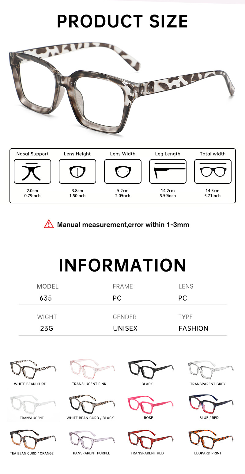 Anti-blue light square frame flat light glasses for women, contrasting color rice studs, simple and slender appearance, high level of spectacle frame, European and American trendy spectacle frame pic 7