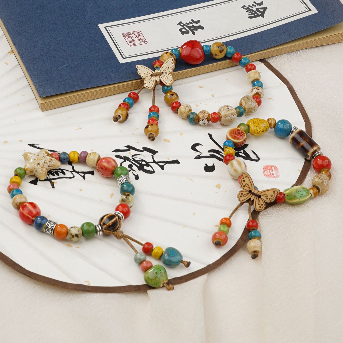 Ethnic-style ceramic beaded bracelet for women, light luxury and high-end feel, new Chinese-style retro bracelet, couple and best friend jewelry pic 1