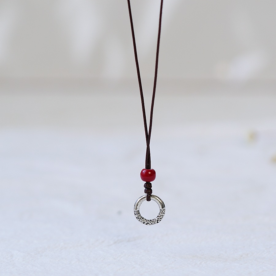 平安是福国潮复古景德镇陶瓷项链女长命锁锁骨链文艺吊坠锁骨链详情15