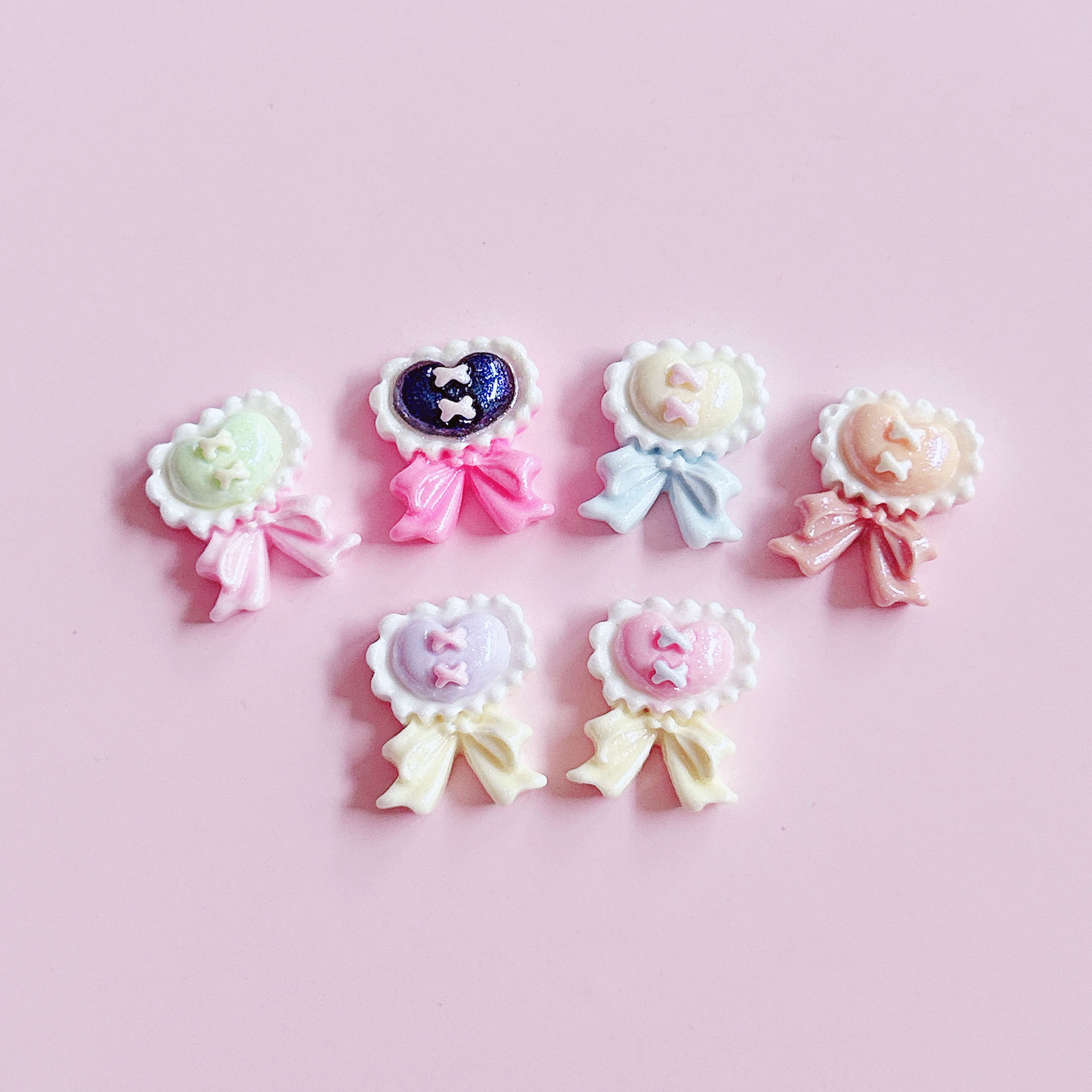 Special heart-shaped tie, bow, shiny accessory, hair accessory, diy cream phone case, handcrafted creative sticker pic 17