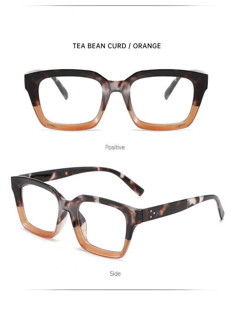 Anti-blue light square frame flat light glasses for women, contrasting color rice studs, simple and slender appearance, high level of spectacle frame, European and American trendy spectacle frame pic 18