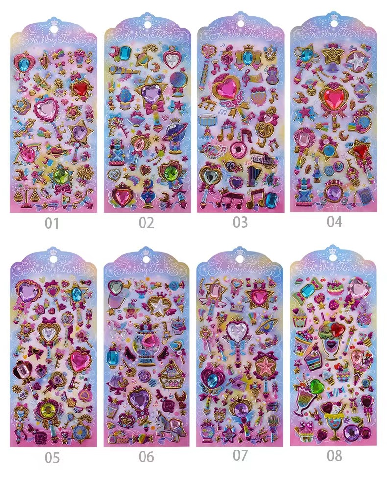 批发彩钻装饰手工贴画镭射女孩公主儿童立体水晶贴宝石钻石贴纸详情9