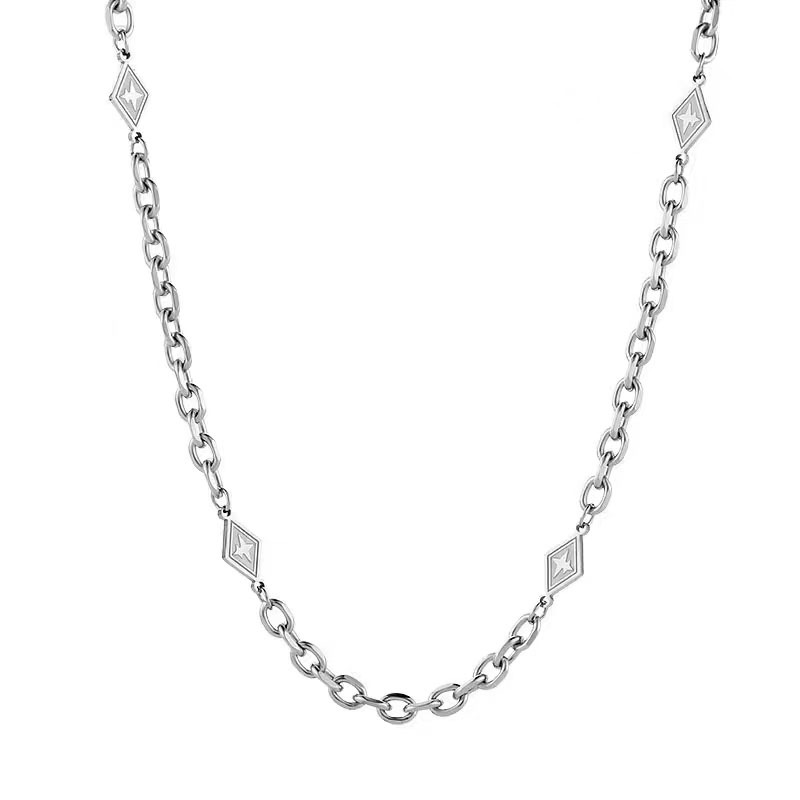 钛钢星芒菱形项链男女百搭潮牌不掉色冷淡风潮嘻哈链子配饰毛衣链详情4