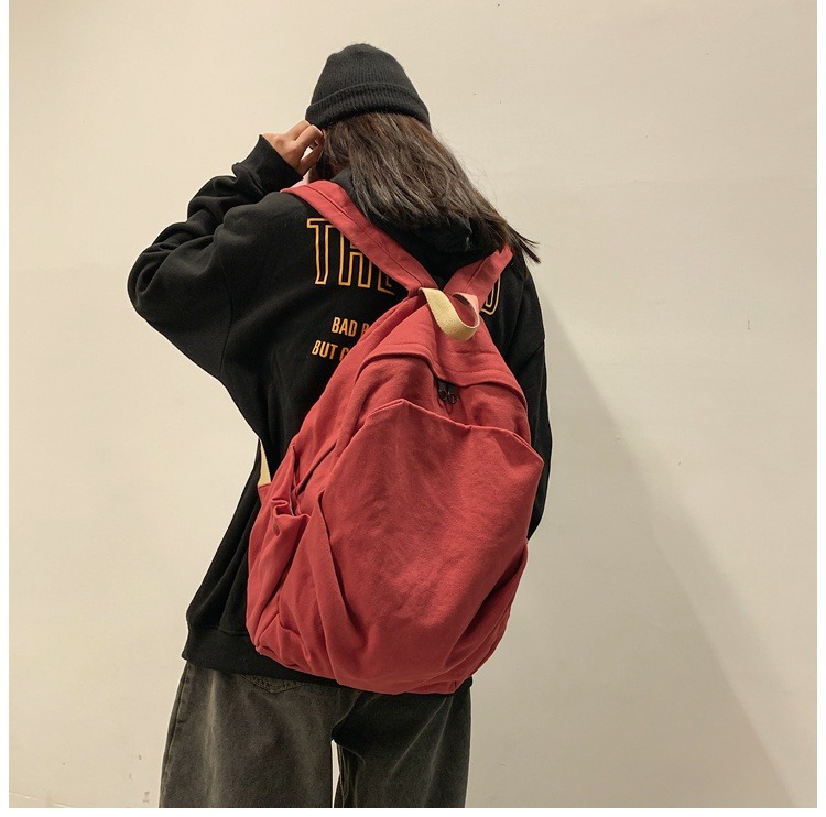 书包女休闲复古耐磨帆布双肩包男女日系大学生简约百搭旅行背包男详情14