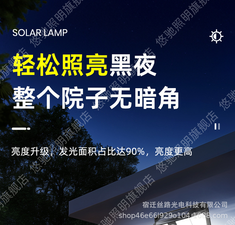 新款太阳能户外庭院灯家用农村院子室外防水人体感应照明路灯壁灯详情5