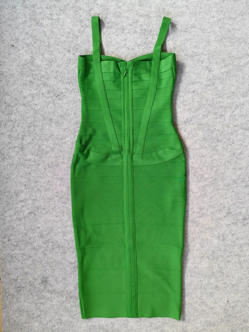 绿色清新性感跨境货源爆款单品吊带绷带连衣裙Club dress详情28