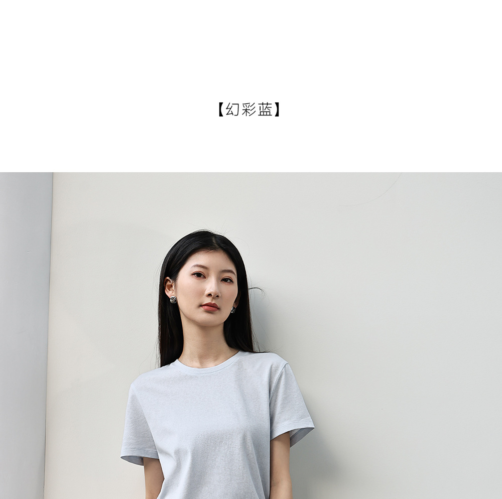 纯色棉亚麻圆领T恤女式春夏季薄款宽松上衣正肩显瘦套头休闲短袖详情29