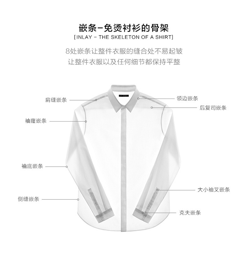 秋季休闲撞色异色领条纹长袖衬衫男士英伦商务修身衬衣跨境亚马逊详情2