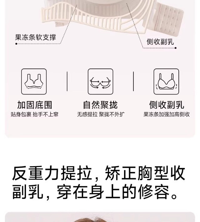 大胸显小内衣女全罩杯薄款防下垂收副乳无痕大码胖mm塑形文胸罩夏详情6