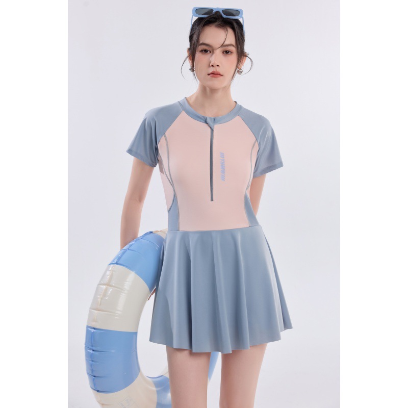 游泳衣女裙式连体保守2026新款温泉游泳馆度假学生遮肚显瘦泳装详情2