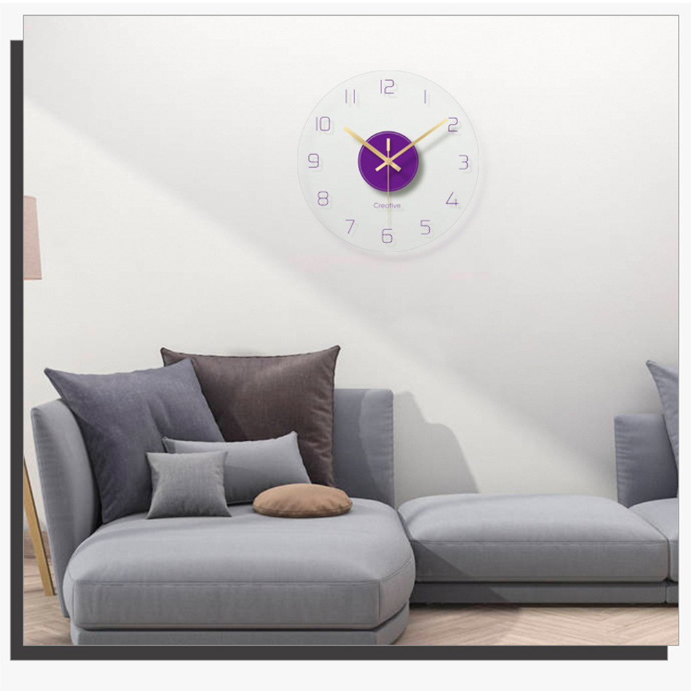Nordic digital living room home transparent tempered glass silent clock, personalized, fashionable and artistic home decoration wall clock pic 9