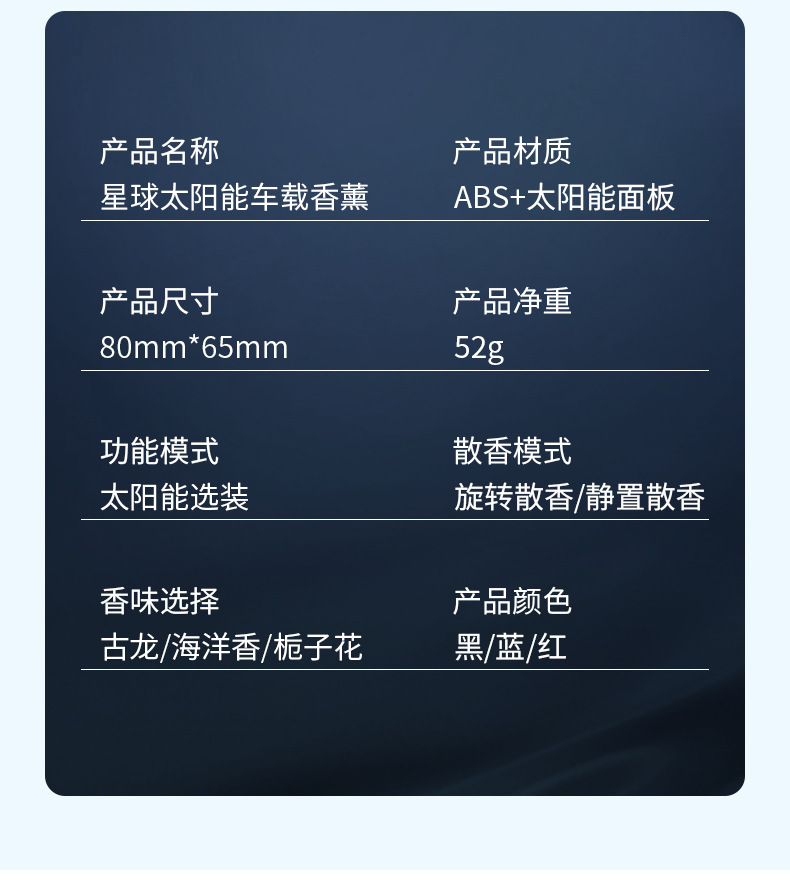 跨境批发星球太阳能车载香水汽车香薰旋琳琅彩星球香薰摆件淡香详情16