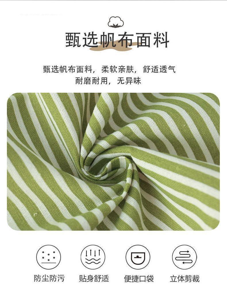 棉麻可调节条纹挂脖围裙薄款厨房家用做饭防油防污透气耐脏耐磨上班围腰新款时尚漂亮详情2
