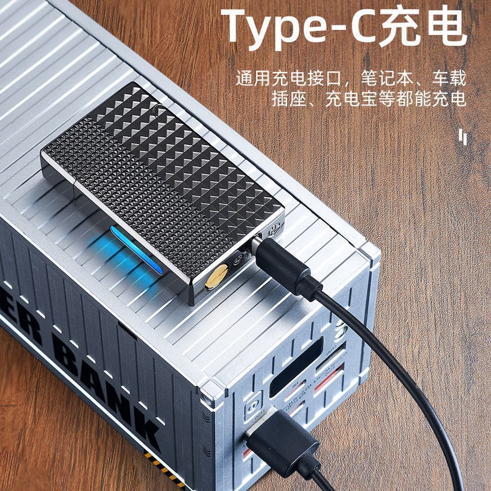 网红巴黎钉朗声高档感应声控智能打火机金属耐磨油电混合透明油仓详情14