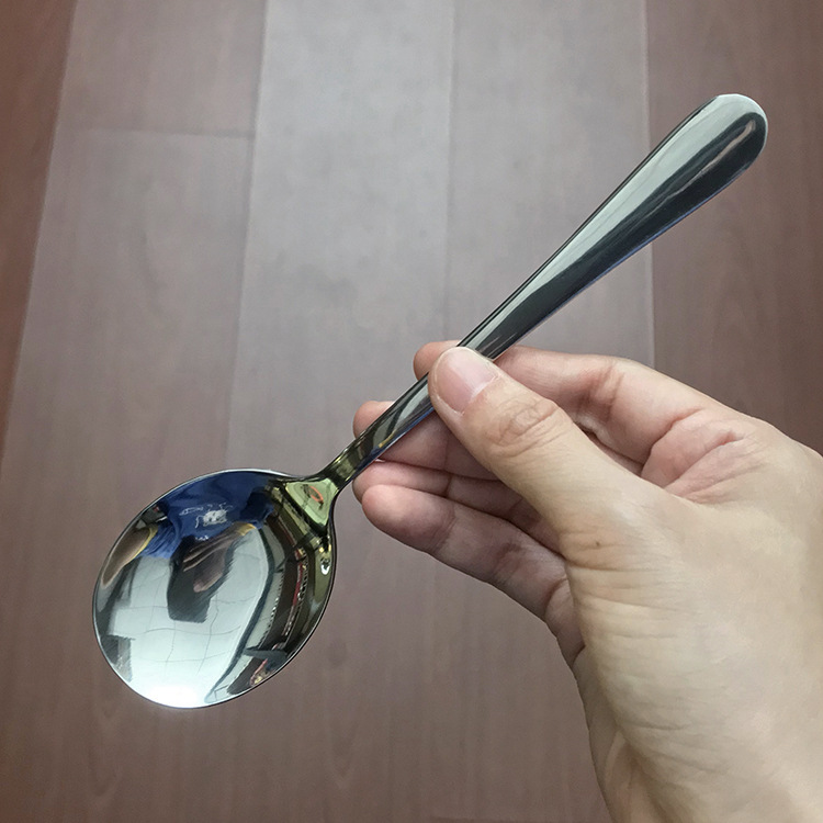 不锈钢圆勺 家用吃饭勺子调羹饭店拌饭勺喝汤勺多用餐勺圆头勺子详情7