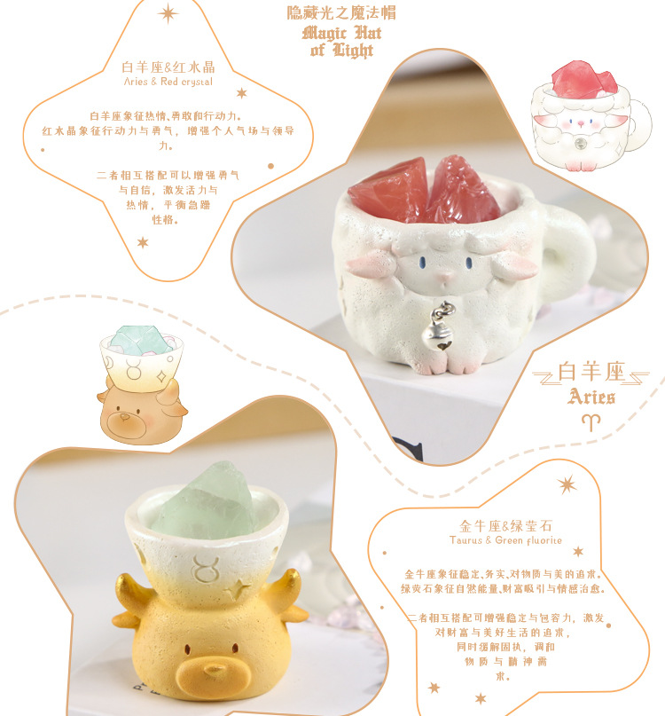 New zodiac blind box cartoon creative design, crystal decorative items, desktop resin handicrafts blind box pic 4