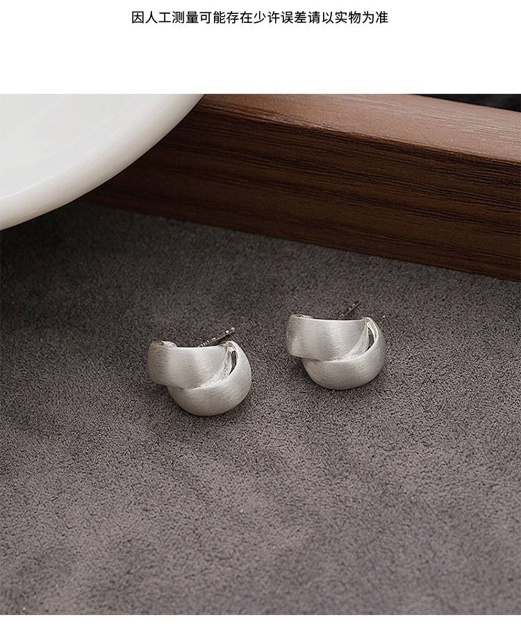 The metal brushed stud earrings feature a unique design for women, exuding a sense of sophistication and individuality. They are simple and versatile for daily commutes pic 3