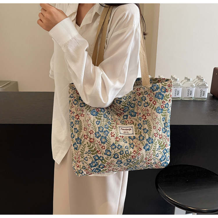 大容量帆布包包2024新款潮时尚百搭单肩手提袋子ins学生上课包女详情38