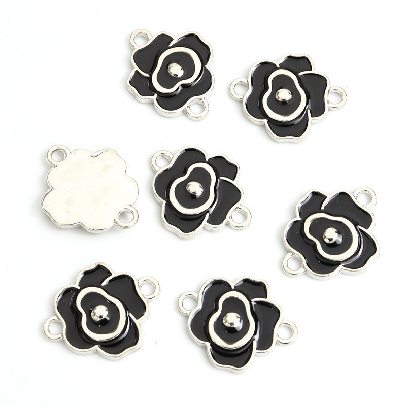 双吊玫瑰花朵滴油挂件 双孔花卉DIY饰品配件连接吊坠手链项链配饰详情5