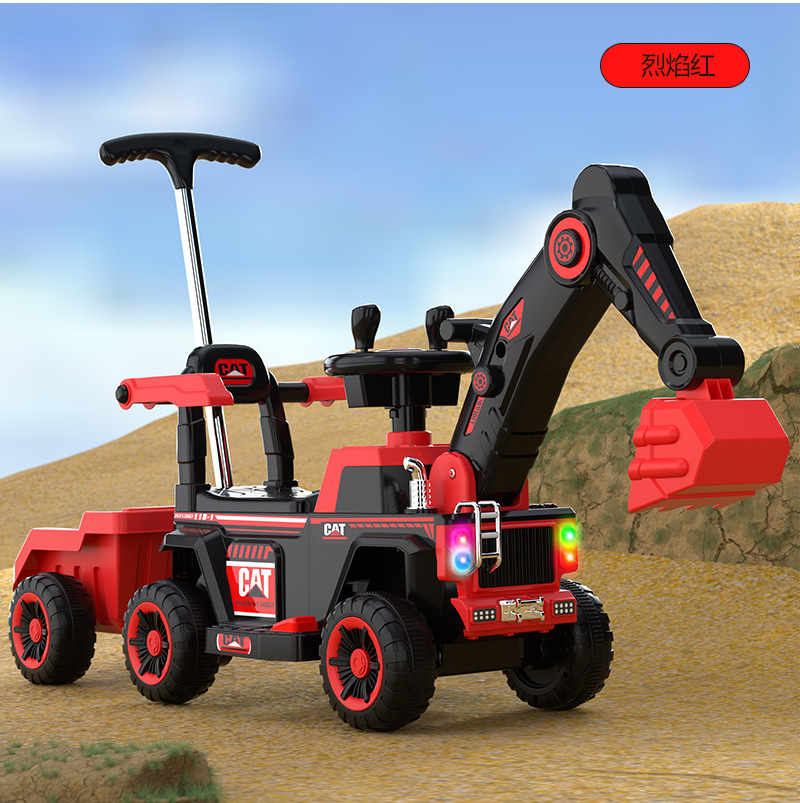 儿童挖掘机玩具大号工程车音乐电动滑行车扭扭车加大后储物挎斗详情27
