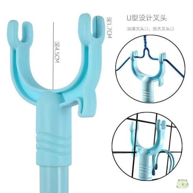 不锈钢撑衣杆可伸缩晾衣叉晾衣撑杆家用衣叉杆凉衣杆棍阳台叉衣杆详情7