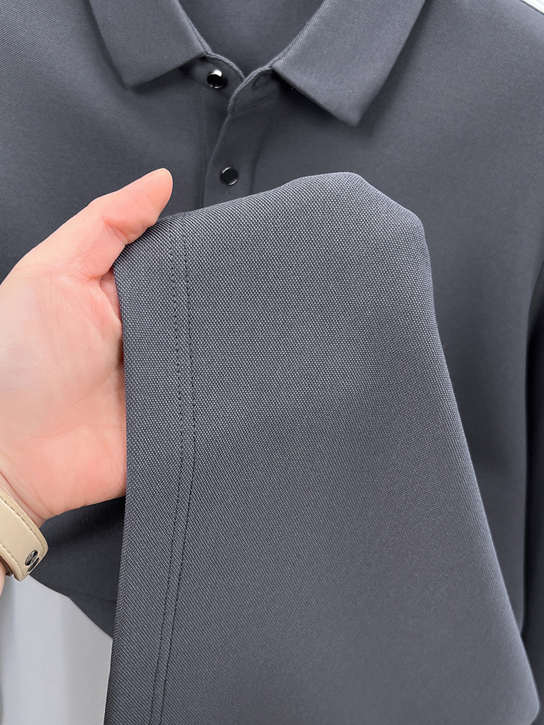 桑蚕丝羊毛长袖polo衫男2025春季新款7A抗菌翻领休闲纯色男士t恤详情14