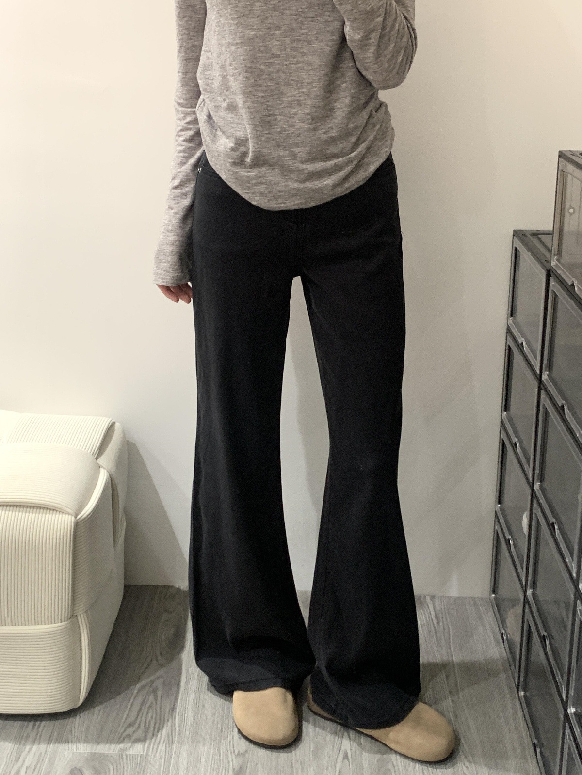 American black straight-leg jeans for women, new autumn 2024 collection, high-waisted, loose, slimming, wide-leg floor-length pants pic 15